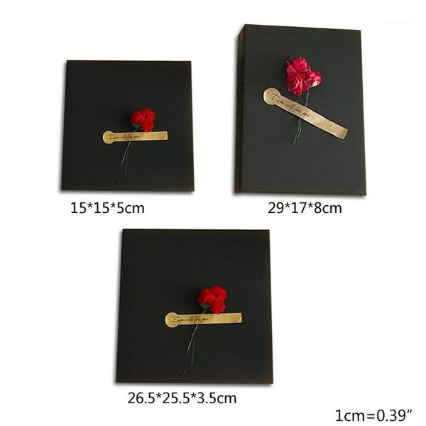 black kraft paper gift box with roses simple design present container with lid gxma1
black kraft paper gift box with roses simple design present container with lid gxma1