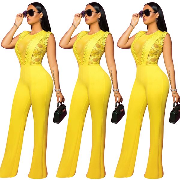 nk096 european and american women's foreign trade style lace mesh sleeveless jumpsuit, Black;white
nk096 european and american women's foreign trade style lace mesh sleeveless jumpsuit, Black;white