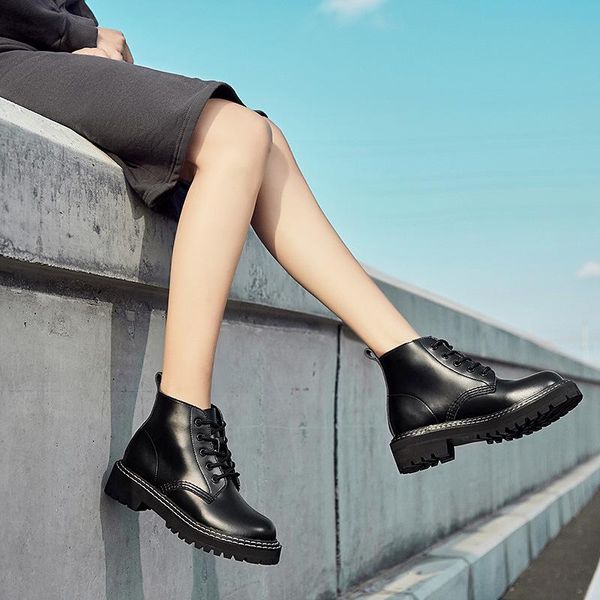 boots 2021 leather women's british low heel flat bottom short lovers motorcycle, Black
boots 2021 leather women's british low heel flat bottom short lovers motorcycle, Black