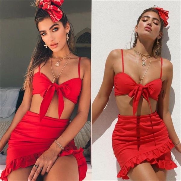 ruffle halter women clothing set red v neck party outfits summer bow tie crop mini dress female two pieces clothes, Gray
ruffle halter women clothing set red v neck party outfits summer bow tie crop mini dress female two pieces clothes, Gray