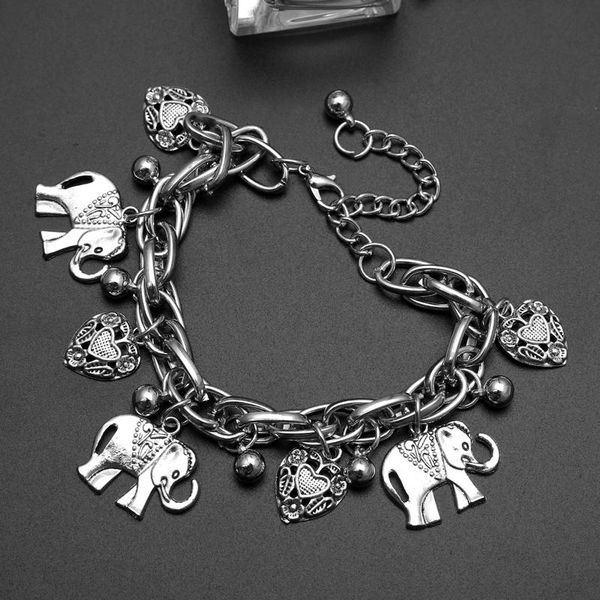 vintage bohemian gold silver color elephant heart charms bracelets for women fashion gift pulseira feminina bracelet jewelry, Black
vintage bohemian gold silver color elephant heart charms bracelets for women fashion gift pulseira feminina bracelet jewelry, Black