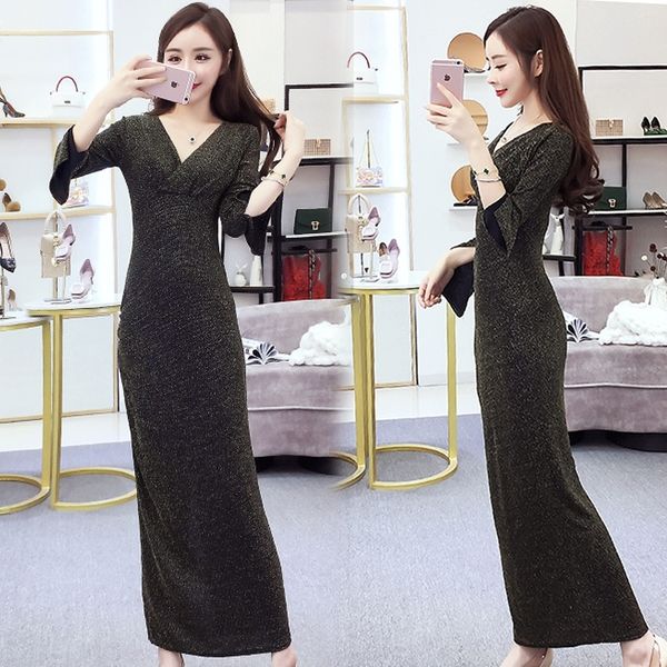 qd2dl autumn new thin celebrity temperament show style skirt high elastic dress skirt gilt slim waist sleeve dress slit long long qspss, Black;gray
qd2dl autumn new thin celebrity temperament show style skirt high elastic dress skirt gilt slim waist sleeve dress slit long long qspss, Black;gray