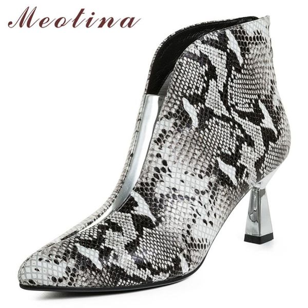 meotina autumn ankle boots women natural genuine leather kitten high heel short boots snake print zipper shoes female size 34-39, Black
meotina autumn ankle boots women natural genuine leather kitten high heel short boots snake print zipper shoes female size 34-39, Black