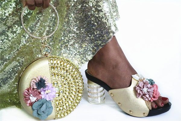 new arrival gold african high heel slipper shoes matching with purse bag set for party g85 heel height 7.5cm, Black
new arrival gold african high heel slipper shoes matching with purse bag set for party g85 heel height 7.5cm, Black