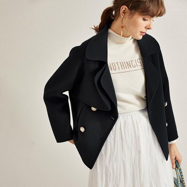 short double-sided woolen coat women's small figure 2020 new winter loose fashion high end woolen coat zero cashmere1, Tan;black
short double-sided woolen coat women's small figure 2020 new winter loose fashion high end woolen coat zero cashmere1, Tan;black