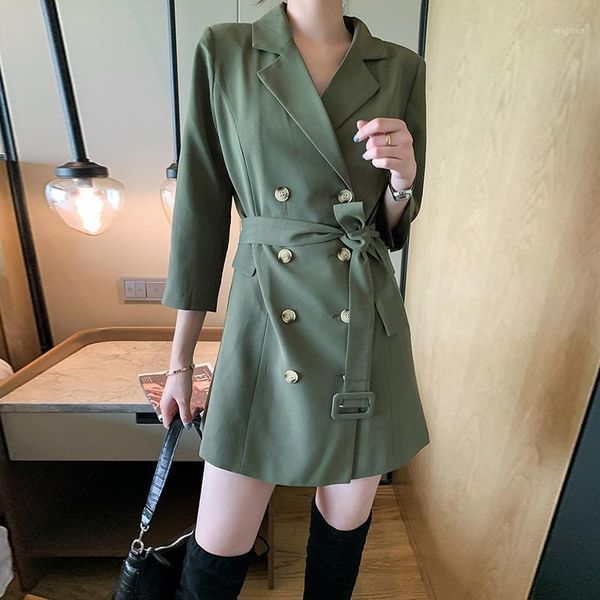 2020 spring and summer new suit dress for female korean belt slim three quarter sleeve temperament mini dress tide v9901, Black;gray
2020 spring and summer new suit dress for female korean belt slim three quarter sleeve temperament mini dress tide v9901, Black;gray
