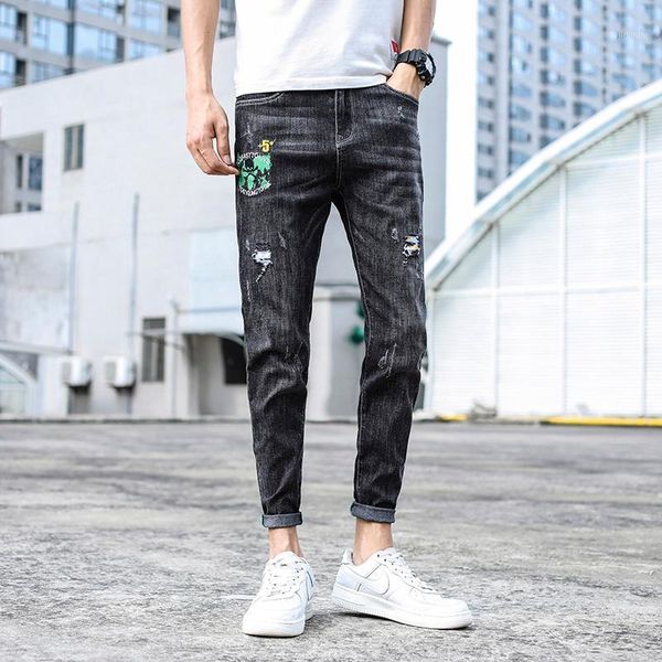 autumn men student slim harem jeans male streetwear leggings cropped ripped length pants casual skinny denim straight trousers1, Blue
autumn men student slim harem jeans male streetwear leggings cropped ripped length pants casual skinny denim straight trousers1, Blue