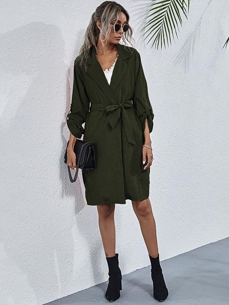 women's trench coats women coat for fall 2021 casual belt lace up waist long sleeve turn down collar jacket, Tan;black
women's trench coats women coat for fall 2021 casual belt lace up waist long sleeve turn down collar jacket, Tan;black