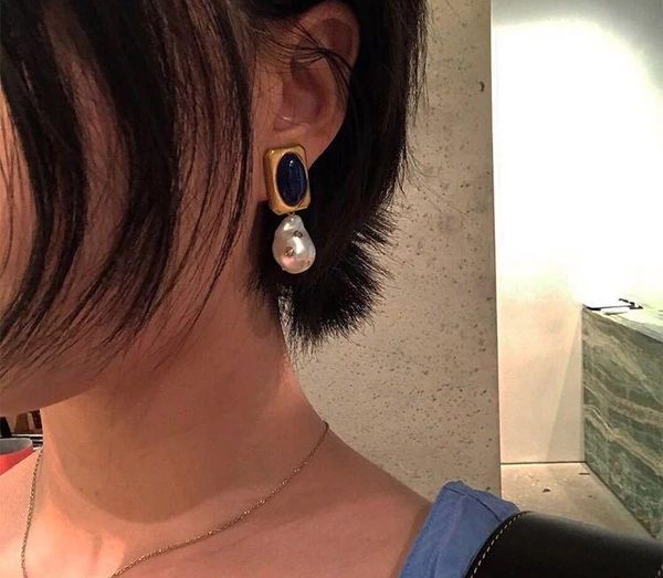 french baroque pearl dangel earrings j190721, Golden;silver 
french baroque pearl dangel earrings j190721, Golden;silver