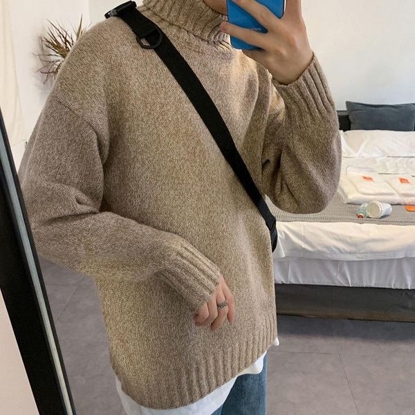 men's solid color winter warm sweater korean streetwear fashion woman pullovers casual oversize man clothing, White;black
men's solid color winter warm sweater korean streetwear fashion woman pullovers casual oversize man clothing, White;black