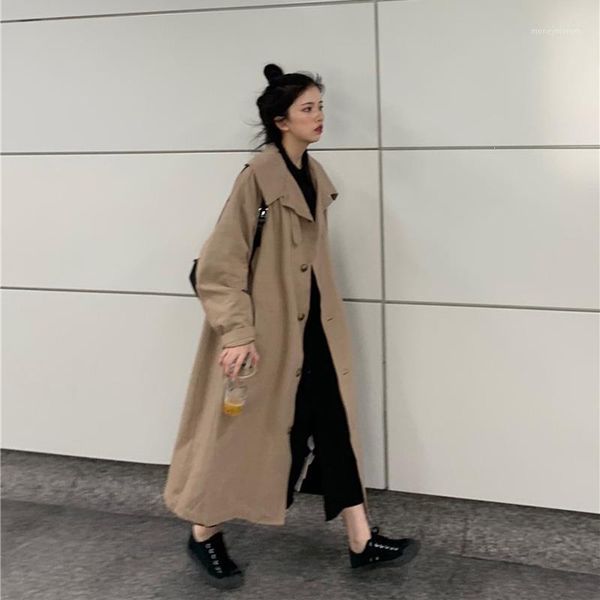 women's trench coats chic loose retro casual windbreaker korean oversize coat lapel khaki long sleeve for women1, Tan;black
women's trench coats chic loose retro casual windbreaker korean oversize coat lapel khaki long sleeve for women1, Tan;black