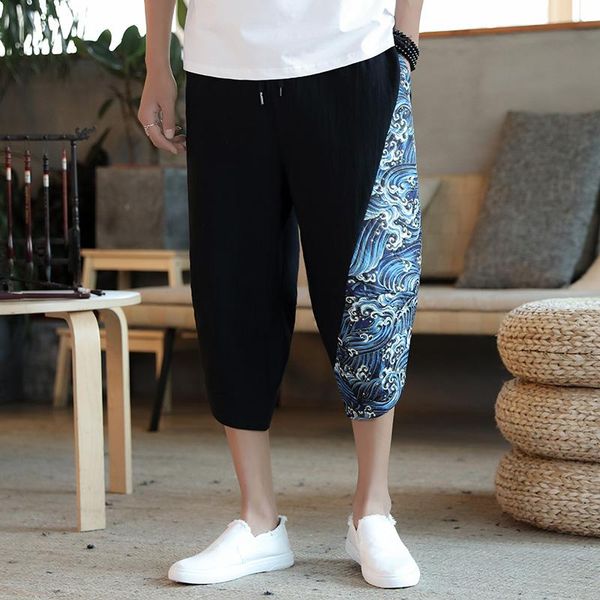men's pants 2021 men traditional summer big size casual calf-length print patchwork loose male fashion trouser streetwear, Black
men's pants 2021 men traditional summer big size casual calf-length print patchwork loose male fashion trouser streetwear, Black