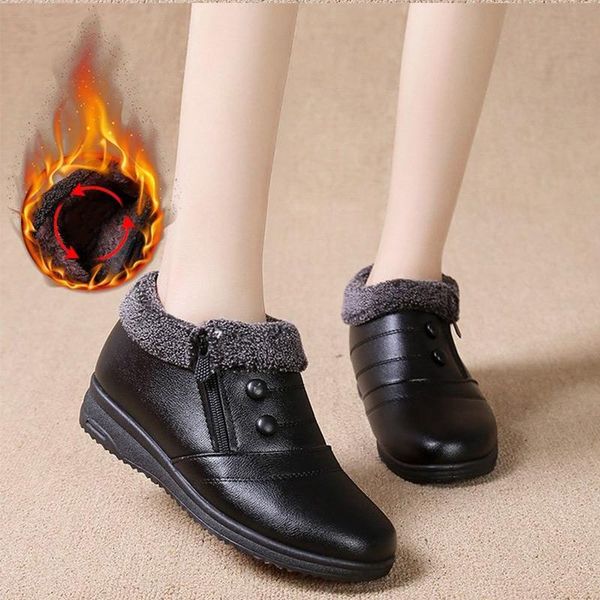 women snow boots warm plush shoes ladies wedges non-slip mom shoes 2020 fashion female zipper pu leather casual footwear hot, Black
women snow boots warm plush shoes ladies wedges non-slip mom shoes 2020 fashion female zipper pu leather casual footwear hot, Black