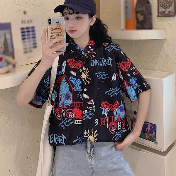beach style shirt streetwear cartoon graffiti print lapel shirts loose casual short sleeve blouse couple wear1, White
beach style shirt streetwear cartoon graffiti print lapel shirts loose casual short sleeve blouse couple wear1, White