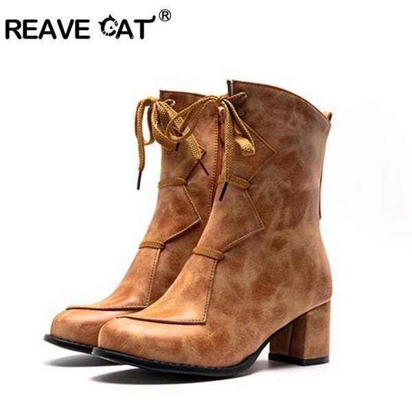 reave cat big size 48 shoes women ankle boots round toe block heels leather zipper cross-tied booties high heels winter autumn, Black
reave cat big size 48 shoes women ankle boots round toe block heels leather zipper cross-tied booties high heels winter autumn, Black