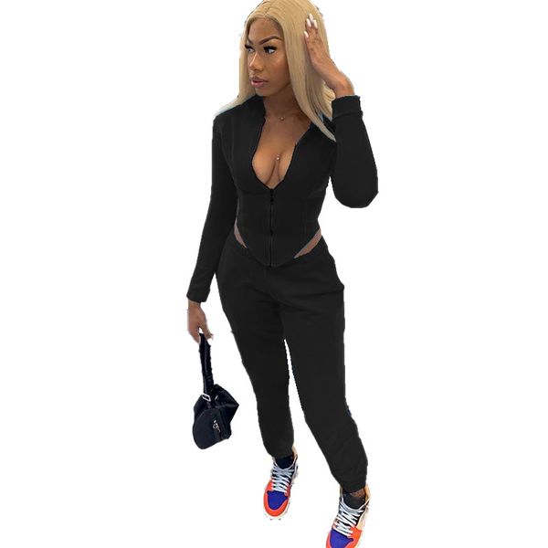 independent station cross-border european and american womens clothing hooded cardigan zipper coat sweatpants two-piece suit, Black;white
independent station cross-border european and american womens clothing hooded cardigan zipper coat sweatpants two-piece suit, Black;white