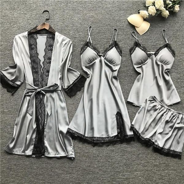 autumn 4 pieces set lingerie elegant women silk long sleeve lace robe dress babydoll sleepwear nightdress lounge pajamas set#g31, Black;red
autumn 4 pieces set lingerie elegant women silk long sleeve lace robe dress babydoll sleepwear nightdress lounge pajamas set#g31, Black;red