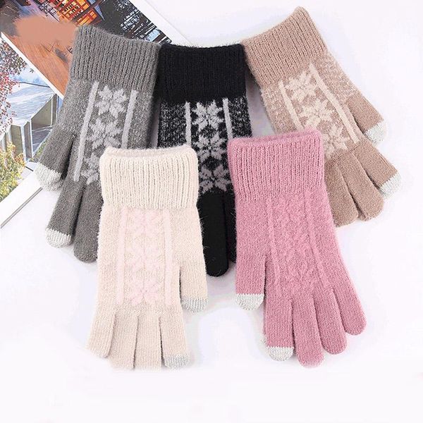 five fingers gloves women keep warm touch screen knitted christmas jacquard elegant female thicken plus cashmere soft, Blue;gray
five fingers gloves women keep warm touch screen knitted christmas jacquard elegant female thicken plus cashmere soft, Blue;gray