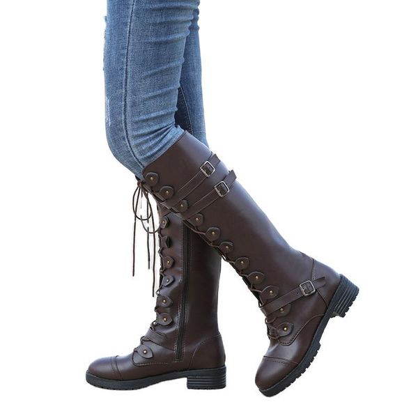 women knee high boots 2020 autumn winter gladiator shoes lace up high combat low heel flat botas mujer western boots 8h10, Black
women knee high boots 2020 autumn winter gladiator shoes lace up high combat low heel flat botas mujer western boots 8h10, Black