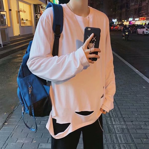 long sleeve t-shirt trend loose youth spring hole bottomed shirt leisure fashion brand ins crew neck hip hop man, White;black
long sleeve t-shirt trend loose youth spring hole bottomed shirt leisure fashion brand ins crew neck hip hop man, White;black