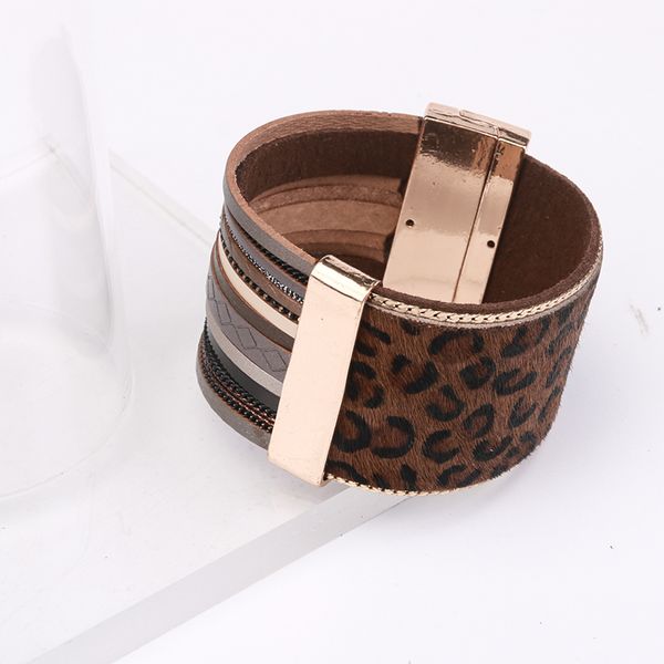 european and american retro national style personality leopard horse hair bracelet metal magnetic buckle bracelet, Black
european and american retro national style personality leopard horse hair bracelet metal magnetic buckle bracelet, Black