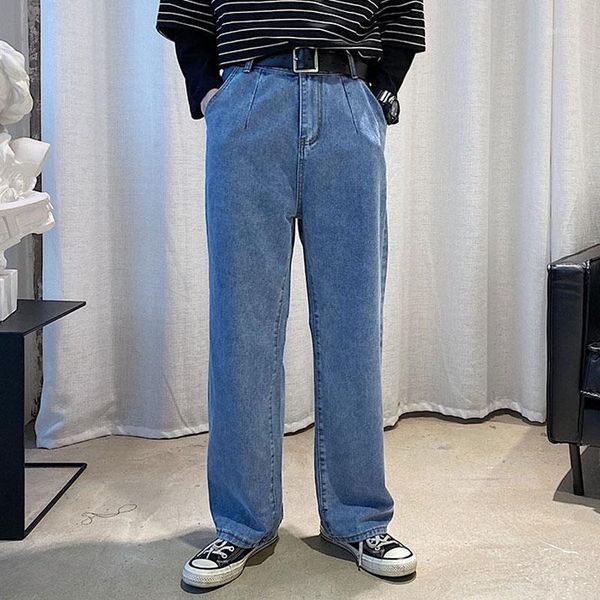 men loose casual wide leg jeans male high street vintage fashion hip hop harem straight denim pants cowboy trousers1, Blue 
men loose casual wide leg jeans male high street vintage fashion hip hop harem straight denim pants cowboy trousers1, Blue