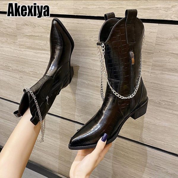 boots 2021 fashion women mid-calf winter low heel shoes chain design short party p5681, Black
boots 2021 fashion women mid-calf winter low heel shoes chain design short party p5681, Black