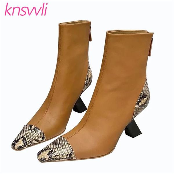 curved high heel ankle boots for women snake pattern leather party shoes woman strange style heel patchwork slim short boot, Black
curved high heel ankle boots for women snake pattern leather party shoes woman strange style heel patchwork slim short boot, Black