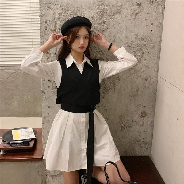 women's spring autumn suits french retro style white dress black vest two-piece sets new casual slim female sets qx910, Gray
women's spring autumn suits french retro style white dress black vest two-piece sets new casual slim female sets qx910, Gray