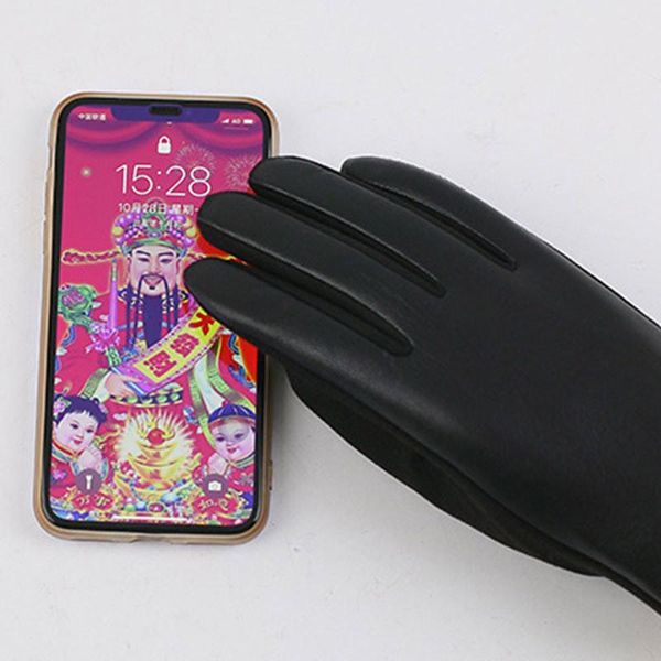 five fingers gloves autumn winter pu leather women plush lined touch screen driving warm full mittens 1 pair, Blue;gray
five fingers gloves autumn winter pu leather women plush lined touch screen driving warm full mittens 1 pair, Blue;gray