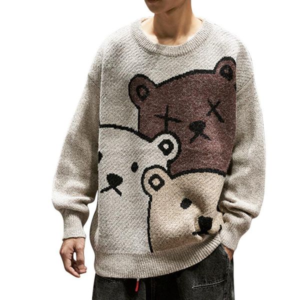 men's sweaters cartoon bear sweater men winter clothing fashional long sleeve knitted pullover oversized 2021 cotton coat, White;black
men's sweaters cartoon bear sweater men winter clothing fashional long sleeve knitted pullover oversized 2021 cotton coat, White;black