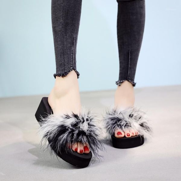 plush slipper women's autumn and winter high-heel ostrich feather slanted heel 5.5 centimeter anti-slip outer wear single-strap1, Black
plush slipper women's autumn and winter high-heel ostrich feather slanted heel 5.5 centimeter anti-slip outer wear single-strap1, Black