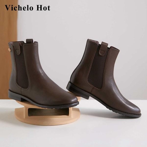 boots vichelo arrival short natural leather handmade round toe thick low heel slip on convenient leisure ankle l22, Black
boots vichelo arrival short natural leather handmade round toe thick low heel slip on convenient leisure ankle l22, Black