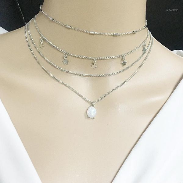 designer fashion multi-layer chain necklace five-pointed star gothic choker bling pendant jewelry wholesale1, Silver
designer fashion multi-layer chain necklace five-pointed star gothic choker bling pendant jewelry wholesale1, Silver