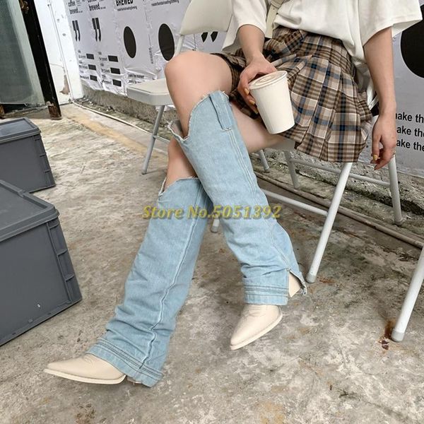 denim block heel knee high boots pointed toe retro style western women shoes knight boots fashion european autumn, Black
denim block heel knee high boots pointed toe retro style western women shoes knight boots fashion european autumn, Black