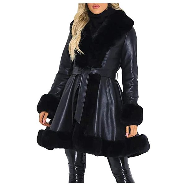 women's faux leather jacket coat long fashion design belt sashes coats women winter warm thick fur trim outwear jackets coat, Black;brown
women's faux leather jacket coat long fashion design belt sashes coats women winter warm thick fur trim outwear jackets coat, Black;brown