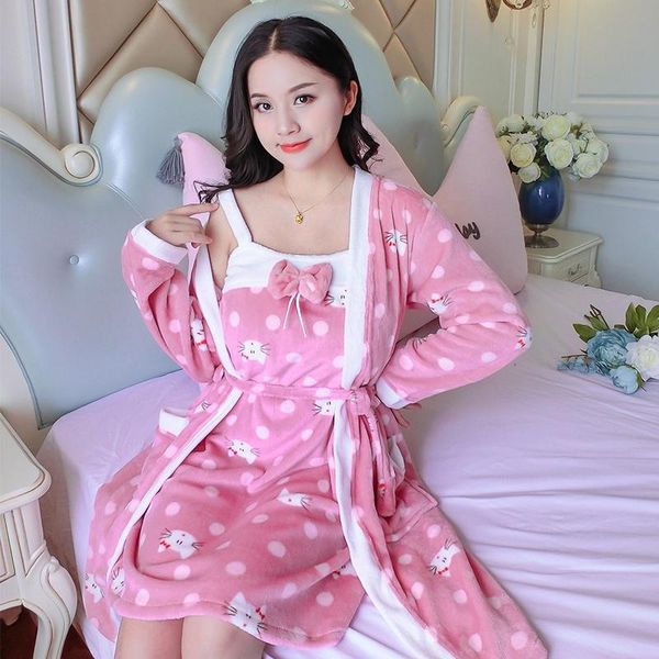 women's sleepwear 2pcs thick warm flannel polka dot robe sets nightgowns for women 2021 winter coral velvet bathrobe night dress clothe, Black;red
women's sleepwear 2pcs thick warm flannel polka dot robe sets nightgowns for women 2021 winter coral velvet bathrobe night dress clothe, Black;red