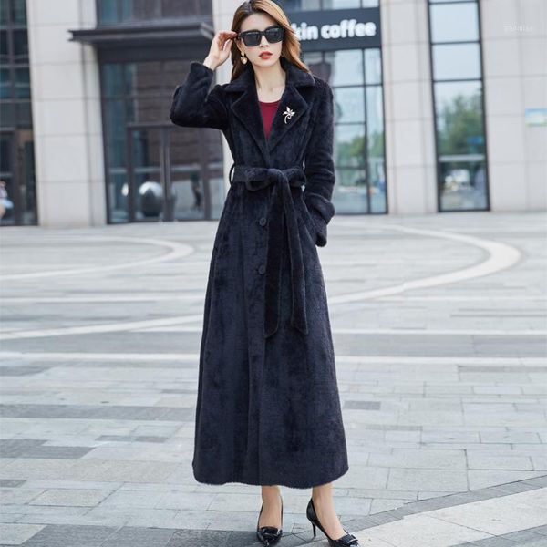women 2021 winter new faux coat long slim fur mink coats and jacket female belt warm soft vintage casual outerwear b351, Black
women 2021 winter new faux coat long slim fur mink coats and jacket female belt warm soft vintage casual outerwear b351, Black