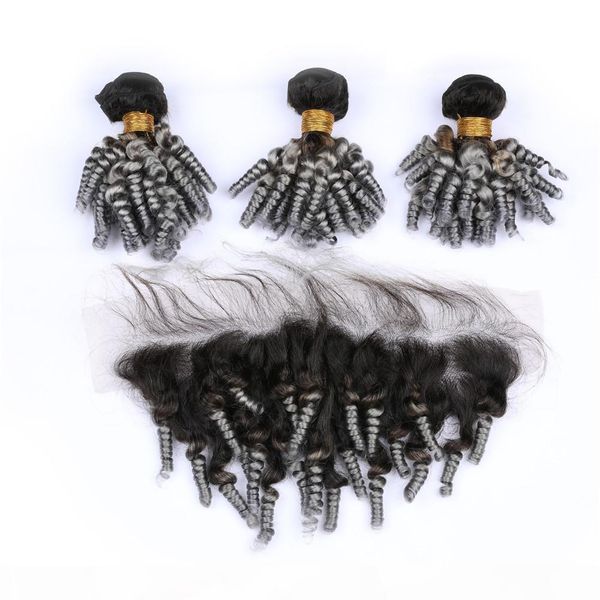 virgin malaysian aunty funmi silver grey ombre human hair bundles with 13x4 lace frontal sprial curly #1b grey ombre weaves with frontal, Black;brown
virgin malaysian aunty funmi silver grey ombre human hair bundles with 13x4 lace frontal sprial curly #1b grey ombre weaves with frontal, Black;brown