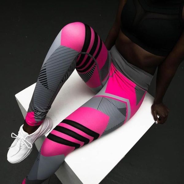

new 2019 women sporting leggings print patchwork workout women fitness legging pants slim wicking force exercise clothes, Black