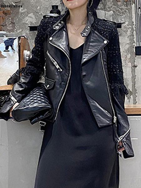 heavy craftsmanship tweed stitching pu leather zipper strap waist waist locomotive short jacket ladies autumn new all-match, Black;brown
heavy craftsmanship tweed stitching pu leather zipper strap waist waist locomotive short jacket ladies autumn new all-match, Black;brown