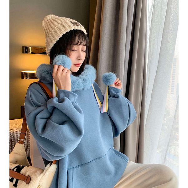 hair collar sweater women's hoodie autumn winter plush thickening 2020 new loose korean student versatile foreign style coat, Black
hair collar sweater women's hoodie autumn winter plush thickening 2020 new loose korean student versatile foreign style coat, Black
