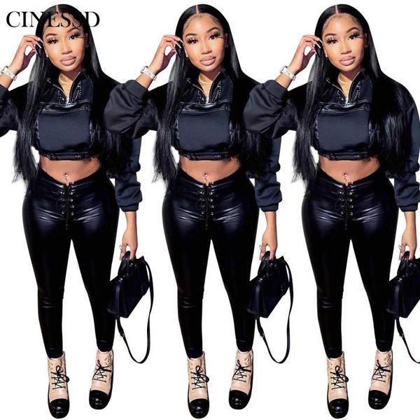 european and american women's selling 2020 new autumn short long-sleeved leather + stitching two-piece tight trousers, Gray
european and american women's selling 2020 new autumn short long-sleeved leather + stitching two-piece tight trousers, Gray