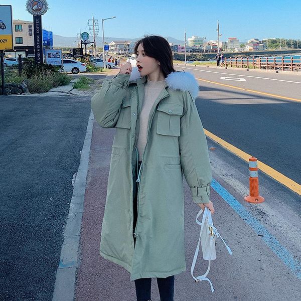 women big fur collar pockets fashion long parka coat new adjustable waist winter jacket fmale casual, Black
women big fur collar pockets fashion long parka coat new adjustable waist winter jacket fmale casual, Black