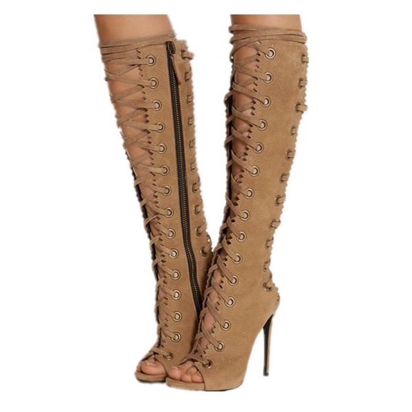 new open toe cut outs women boots shoes woman lace up knee high boots gladiator women sandals high heels shoes botas mujer, Black
new open toe cut outs women boots shoes woman lace up knee high boots gladiator women sandals high heels shoes botas mujer, Black