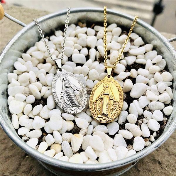 virgin mary medallas religiosas necklaces for women our lady catholic jewelry stainless steel choker, Silver
virgin mary medallas religiosas necklaces for women our lady catholic jewelry stainless steel choker, Silver