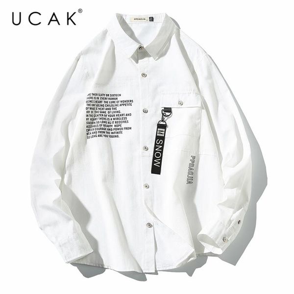 men's casual shirts ucak brand men solid color shirt long sleeve 2021 man korean fashions letter harajuku male streetwear spring u6074, White;black
men's casual shirts ucak brand men solid color shirt long sleeve 2021 man korean fashions letter harajuku male streetwear spring u6074, White;black