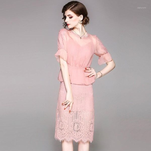 set women lace suits two pieces set polyester cotton blended fabric short sleeves hollow out skirt new fashion style 20181, Gray
set women lace suits two pieces set polyester cotton blended fabric short sleeves hollow out skirt new fashion style 20181, Gray