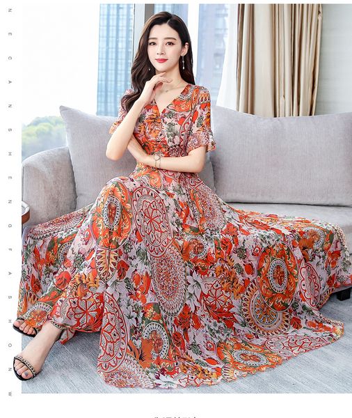 summer floral print zipper big swing temperament short sleeve v-neck ankle-length a-line orange blue party cocktail dress 9958, Black
summer floral print zipper big swing temperament short sleeve v-neck ankle-length a-line orange blue party cocktail dress 9958, Black