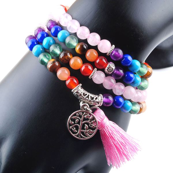 wojiaer 108 meditation multi-layer long strands bracelets 7 chakra yoga natural round rose quartz mala beads life tree tassel jewelry k3208, Black
wojiaer 108 meditation multi-layer long strands bracelets 7 chakra yoga natural round rose quartz mala beads life tree tassel jewelry k3208, Black